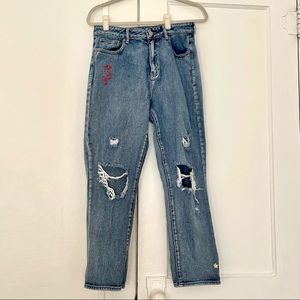 PacSun high-waisted mom jeans w/hand embroidery